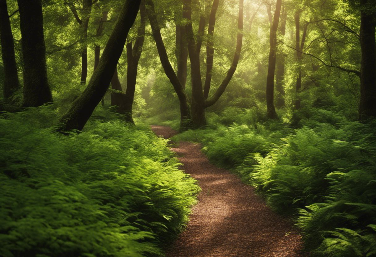 Chemin paisible à travers la forêt verdoyante